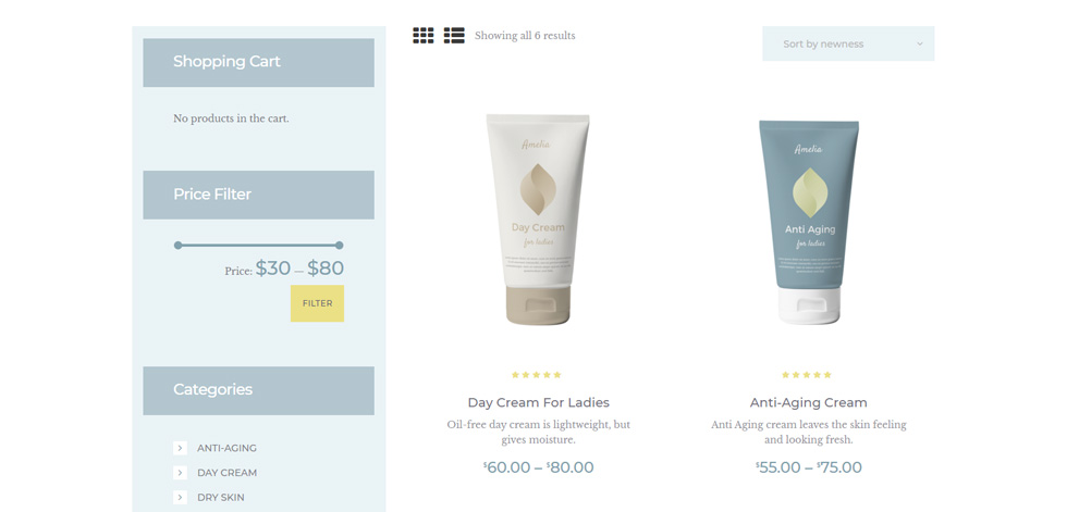Shop page