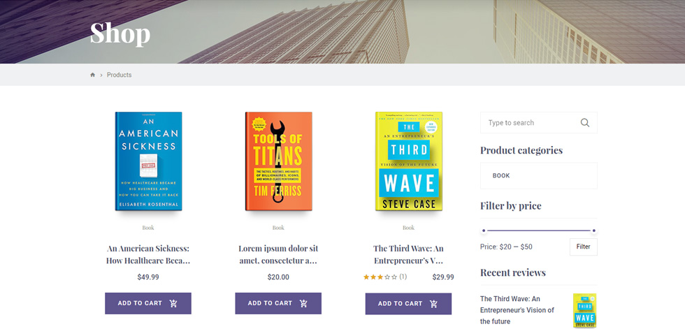 Shop page