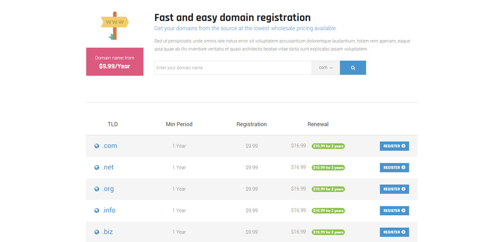 Domain pricing