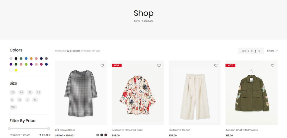 Shop page