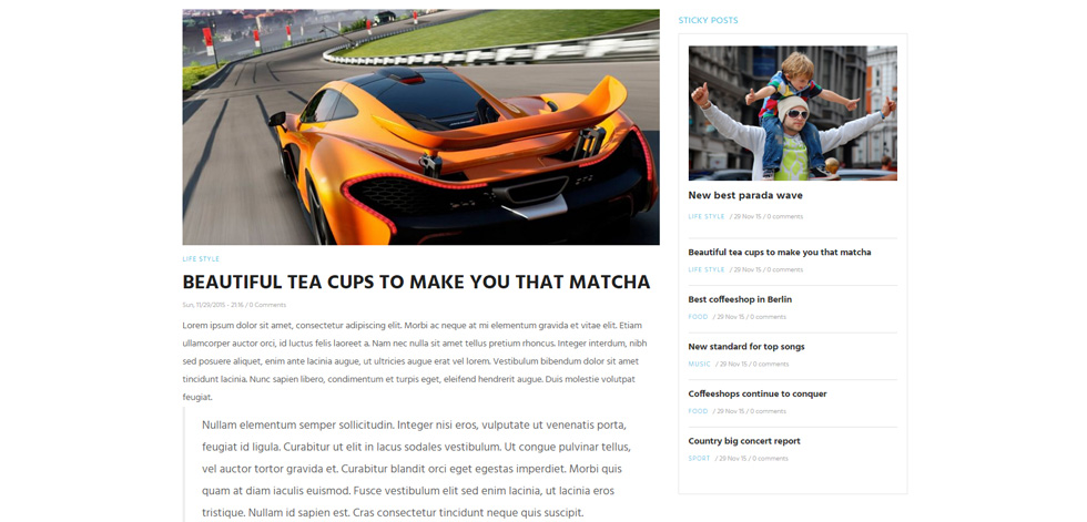Blog post page