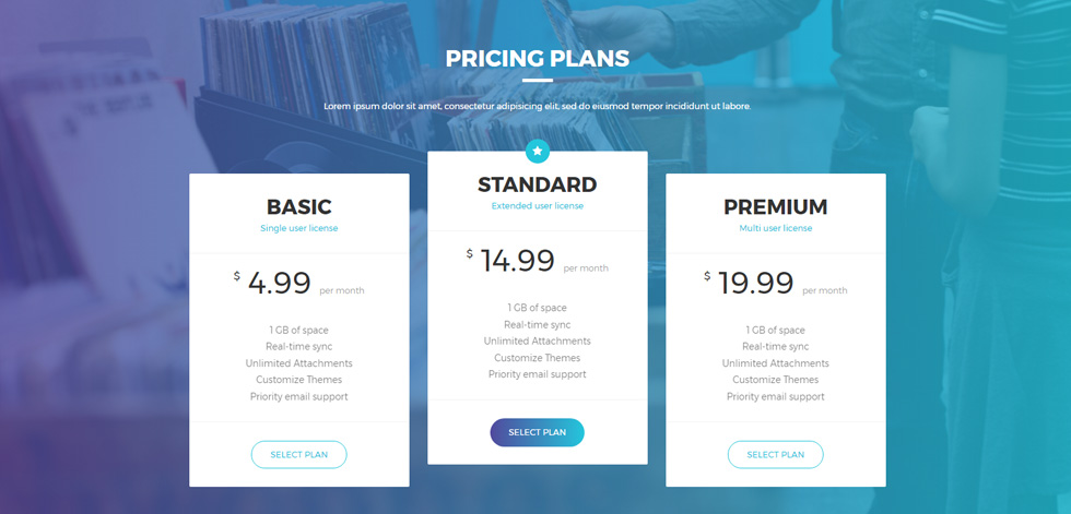 Pricing tables