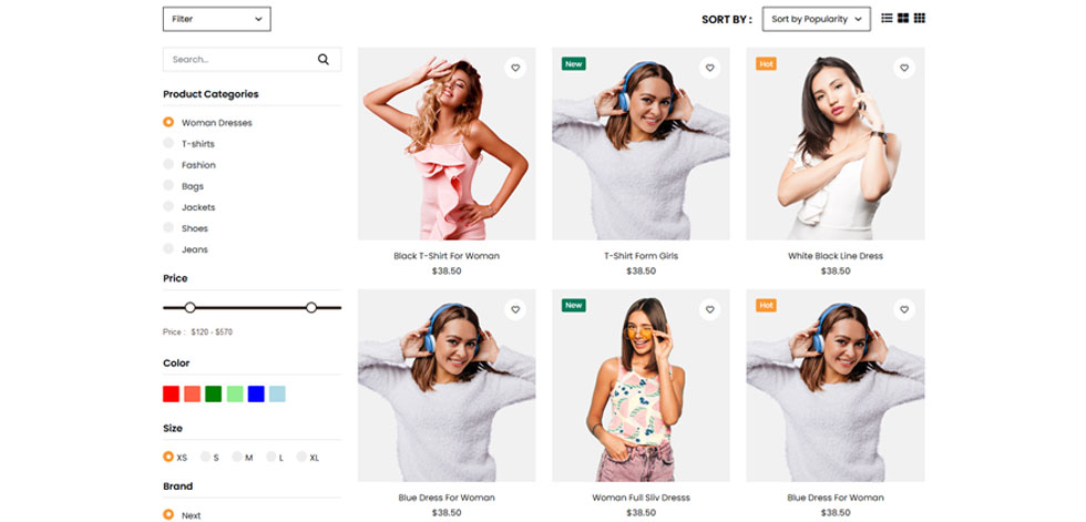 Shop page