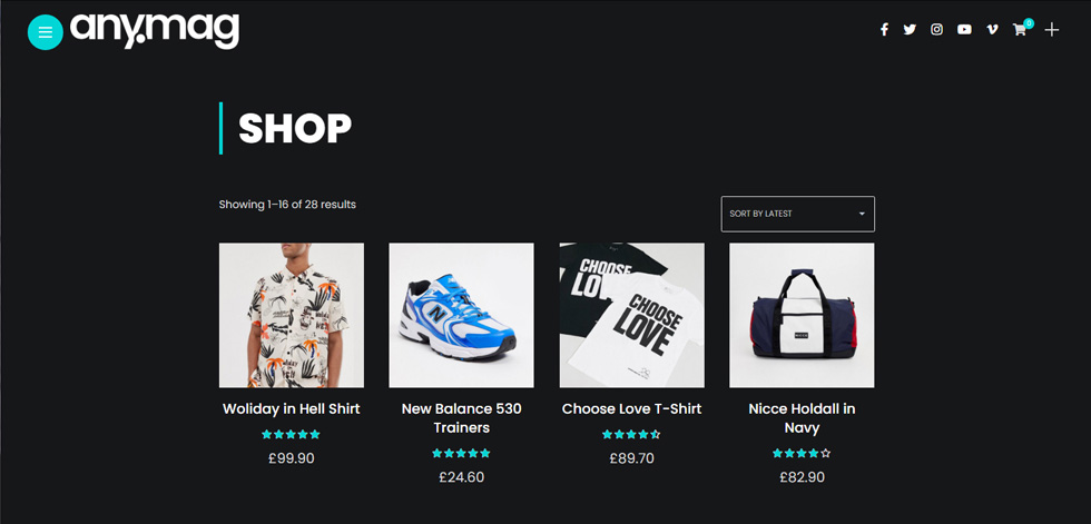 Shop page