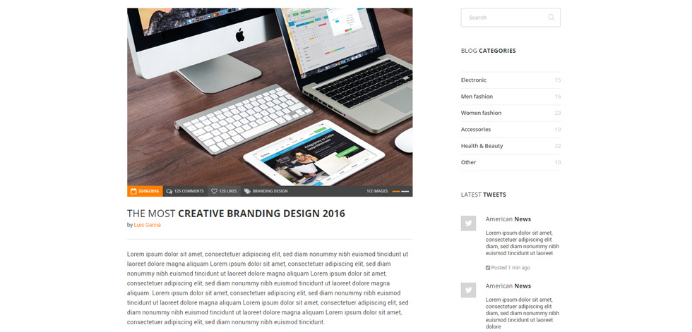 Blog post page