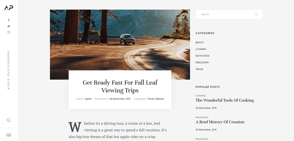 Blog post page