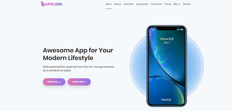 Welcome screen