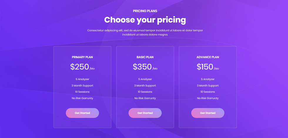 Pricing tables