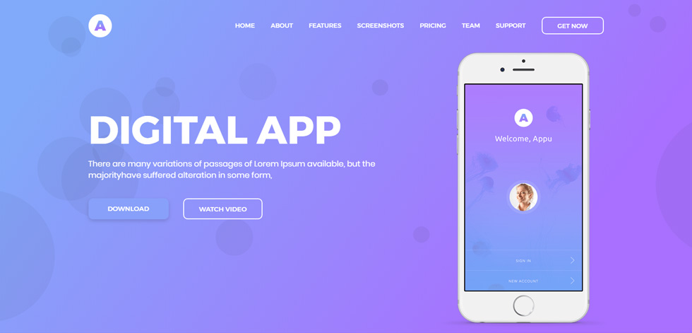 Welcome screen
