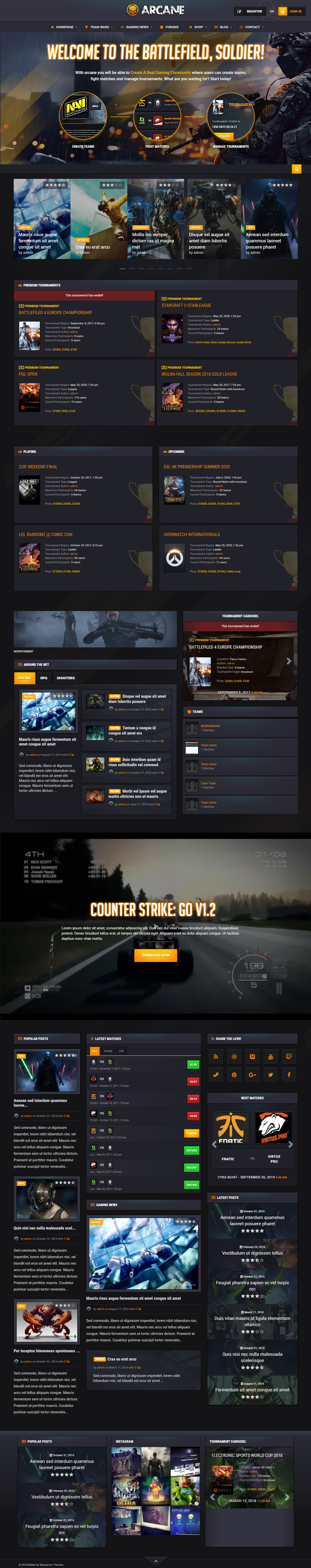 Arcane WordPress Game Theme