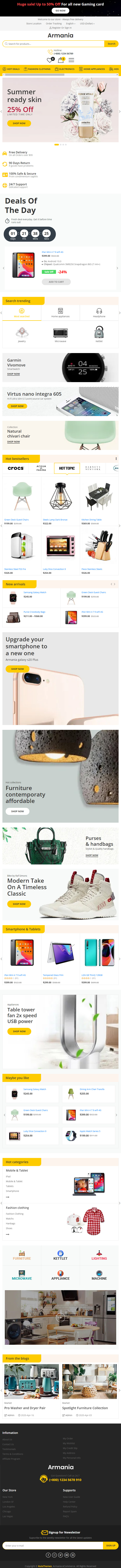 Armania – Premium Responsive Multipurpose WooCommerce WordPress Theme theme — Tablet preview