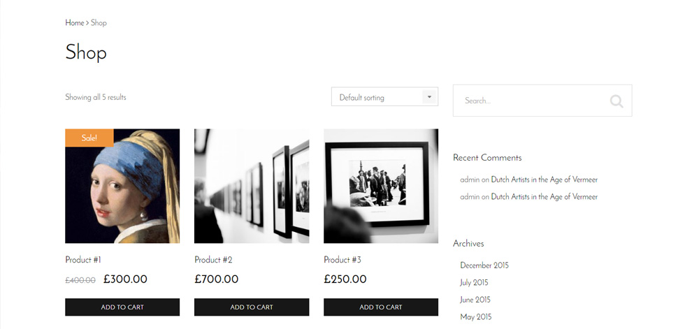 Shop page