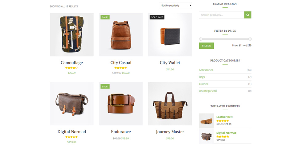 Shop page