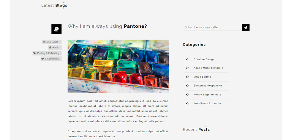 Blog post page