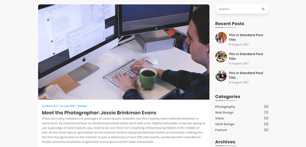 Blog post page