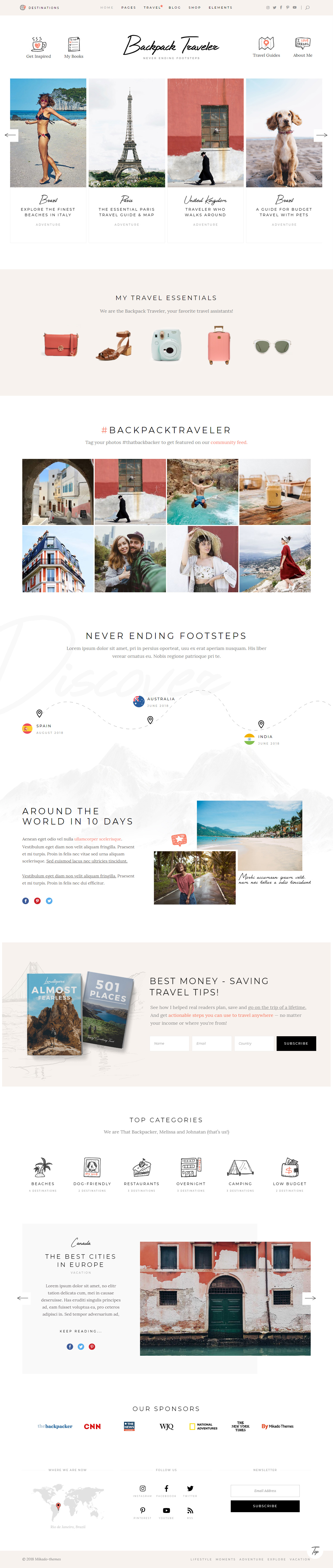 Backpack Traveler Best Blog WordPress Themes