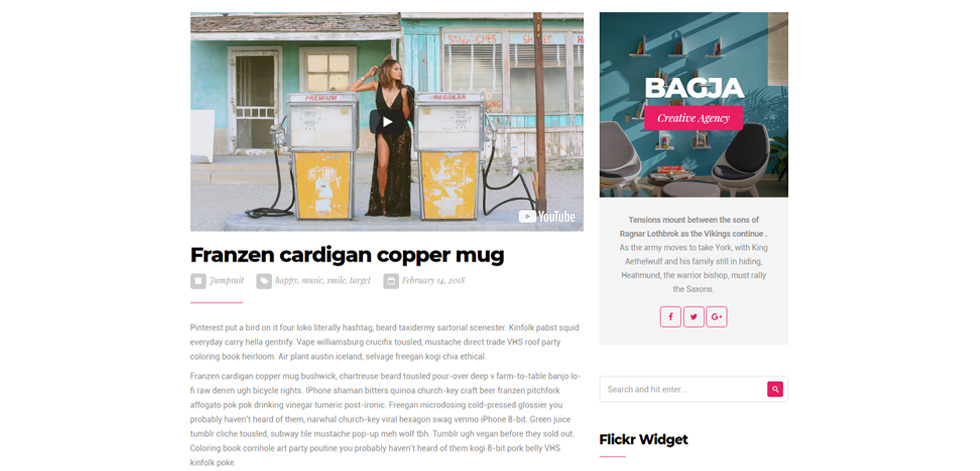 Blog post page