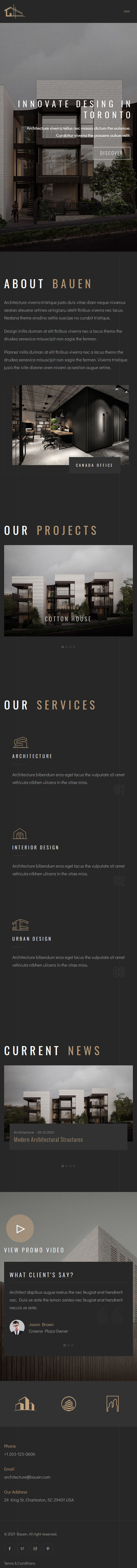Bauen – Premium Responsive Architecture & Interior HTML5 Template theme — Mobile preview