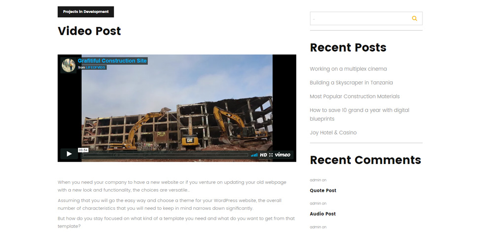 Blog post page