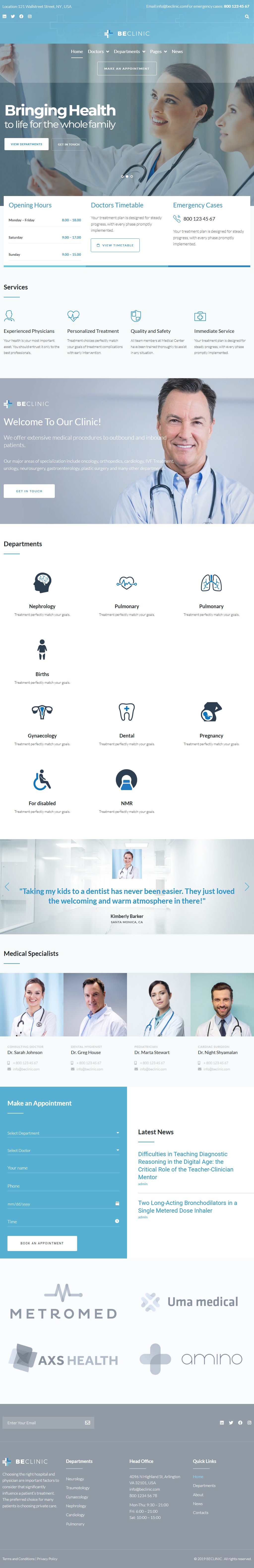 BeClinic – Premium Responsive Multipurpose Medical WordPress Theme theme — Tablet preview