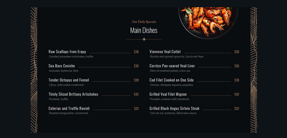 Food menu