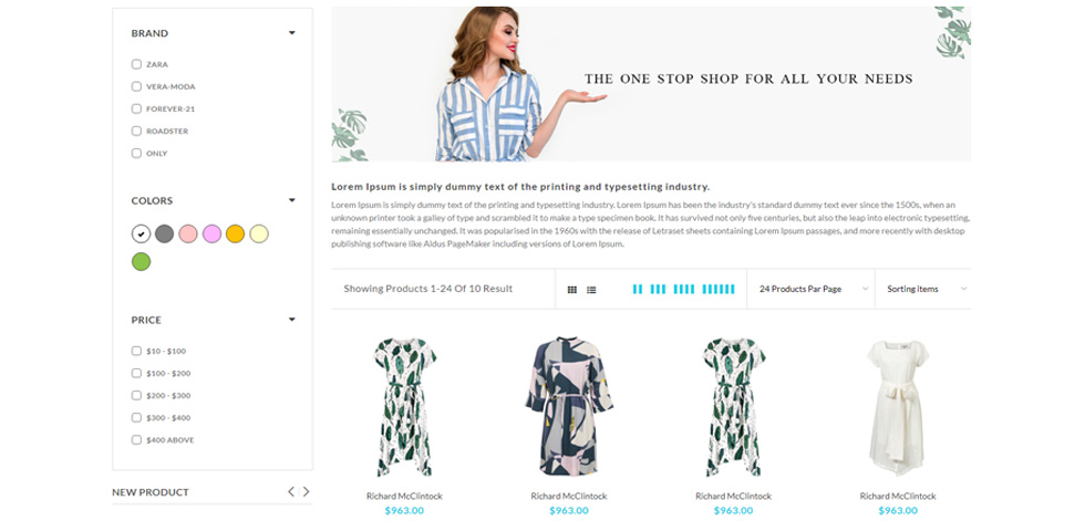 Shop page