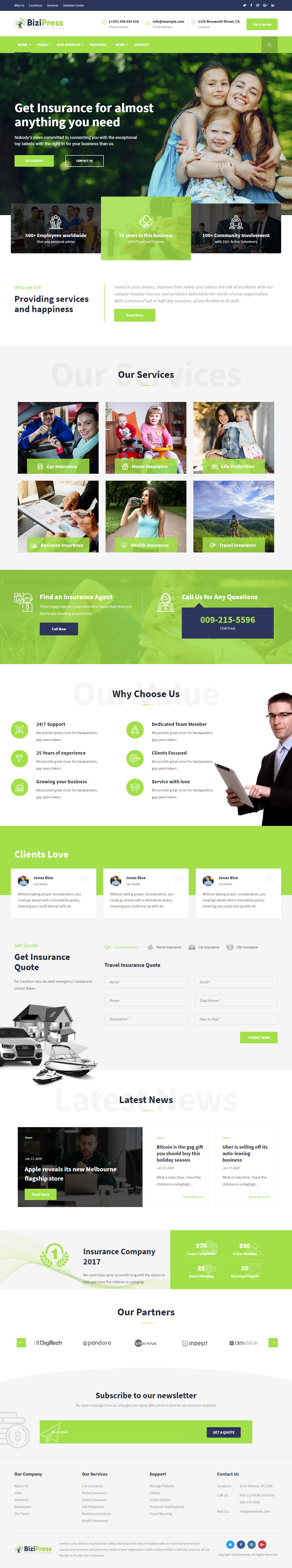 BiziPress Insurance Company WordPress Theme