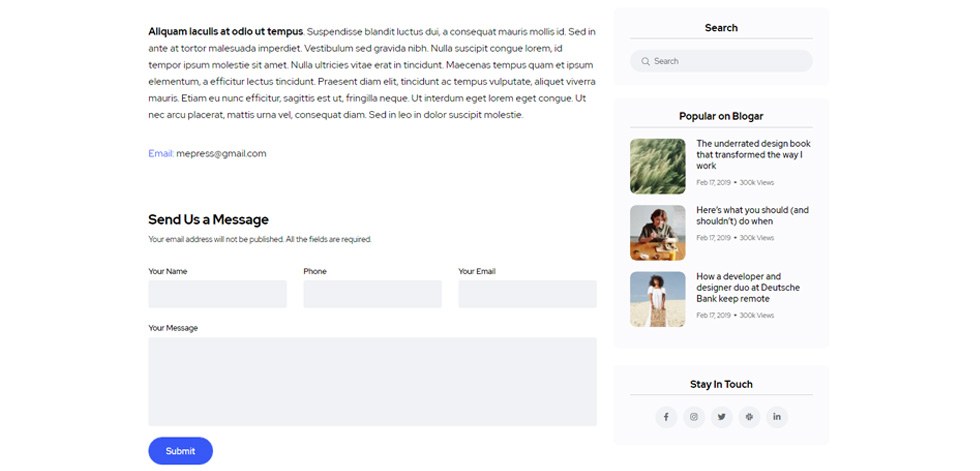 Contact page