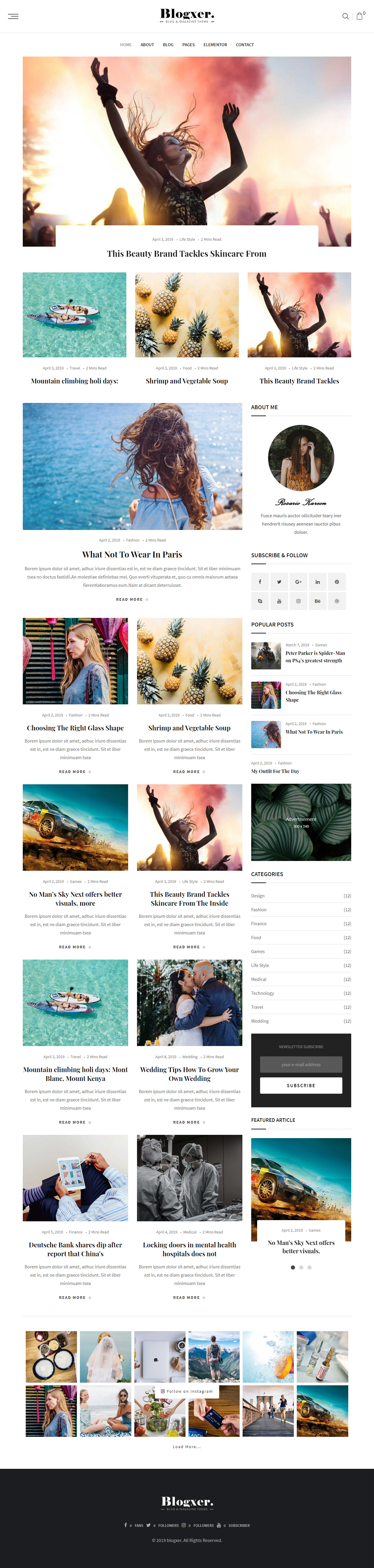 Blogxer WordPress Bootstrap 4 Theme