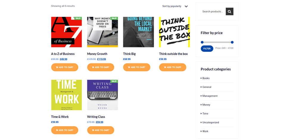 Shop page
