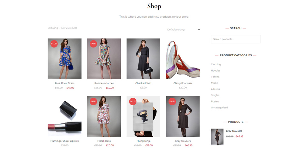 Shop page