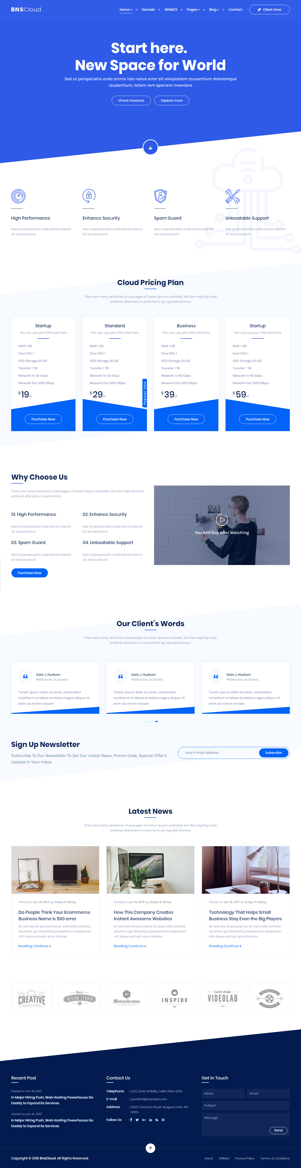 BNSCloud HTML5 Hosting Template