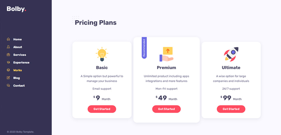 Pricing tables