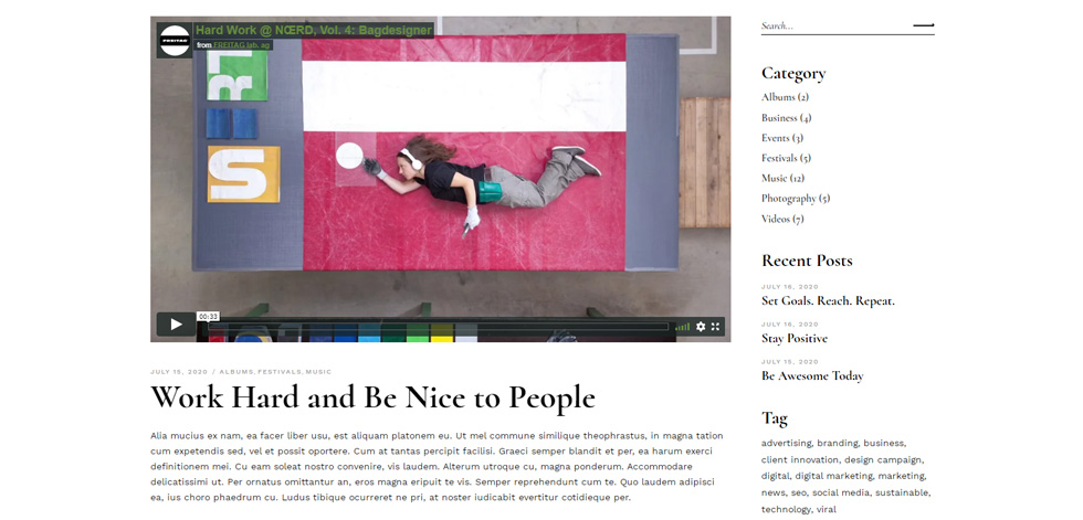 Blog post page
