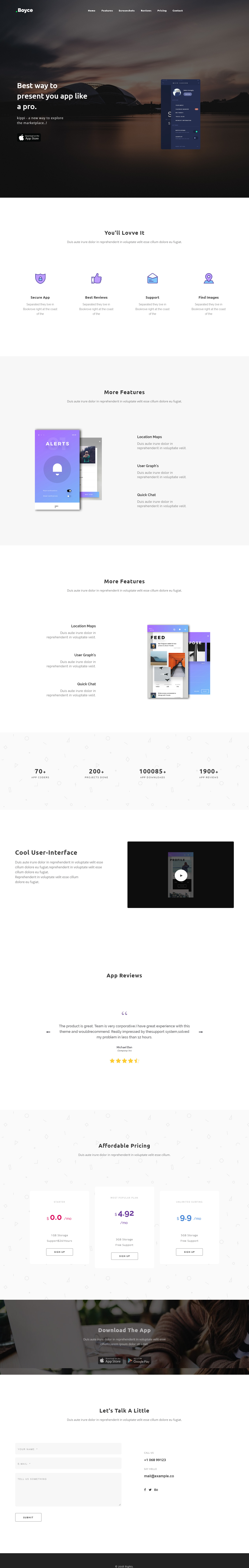 Boyce HTML5 Mobile App Template
