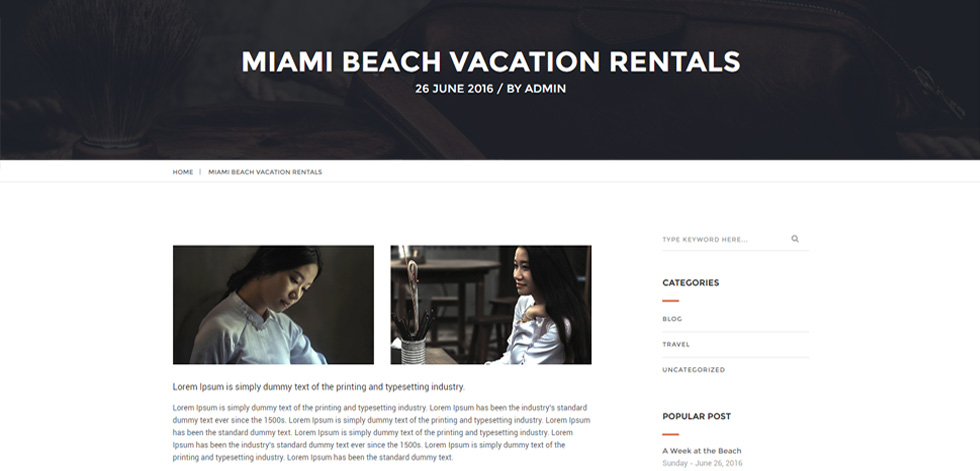 Blog post page