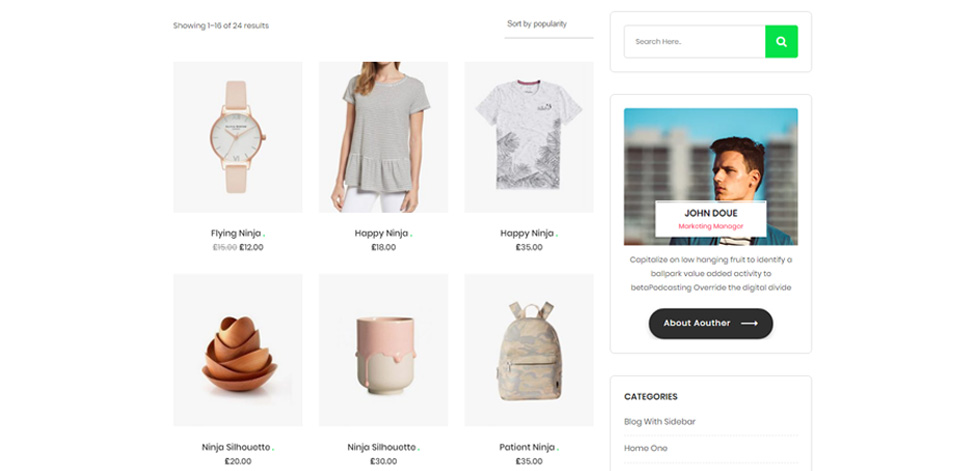 Shop page