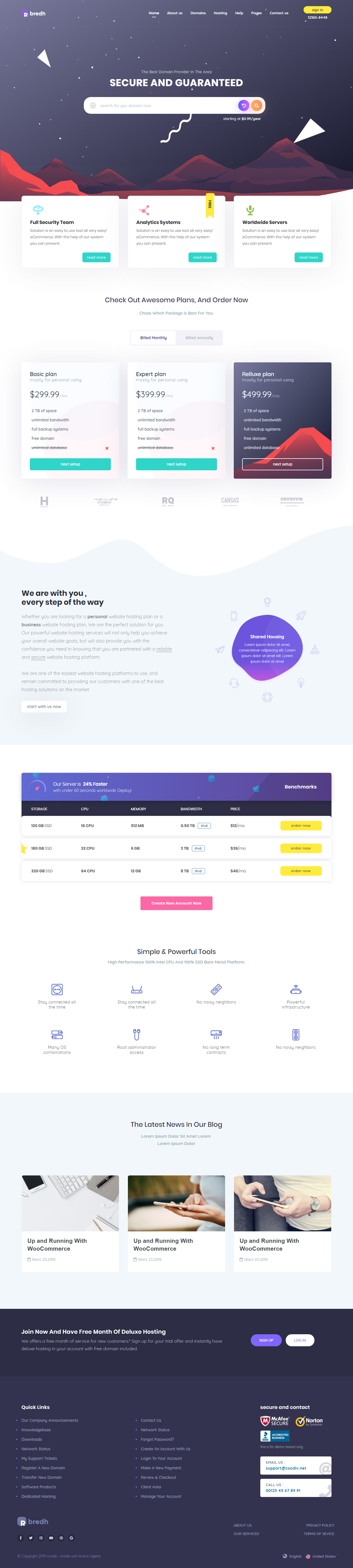 Bredh HTML5 Hosting Template