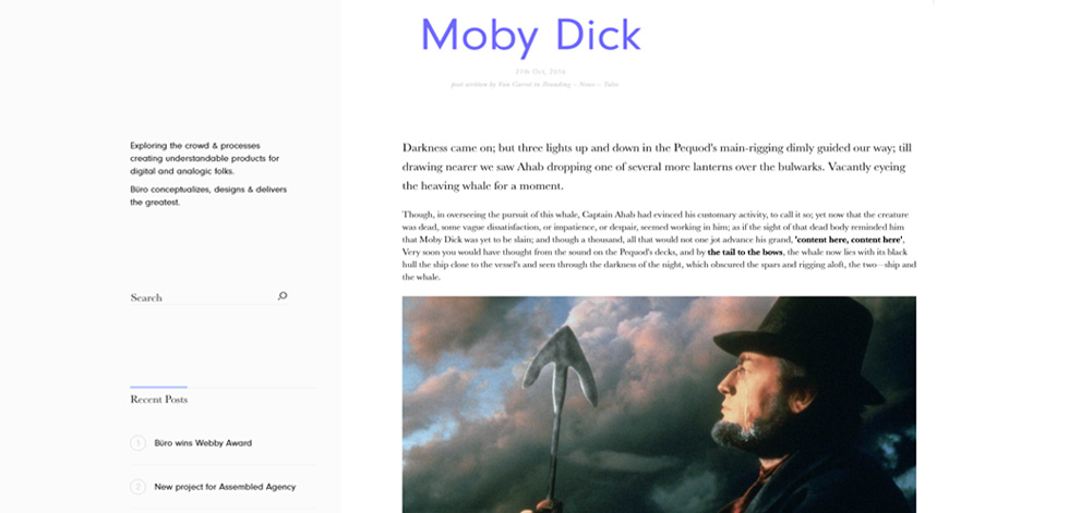 Blog post page