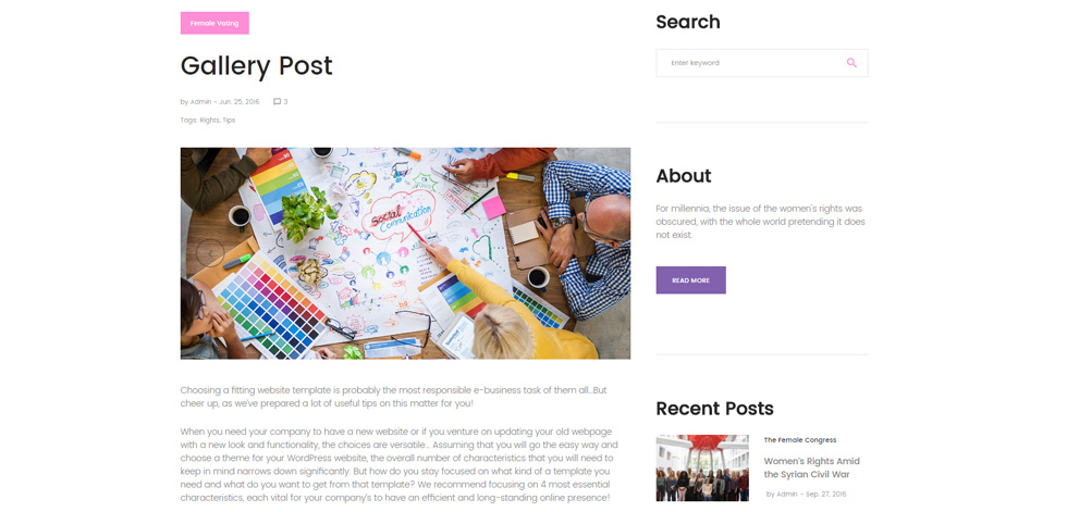 Blog post page