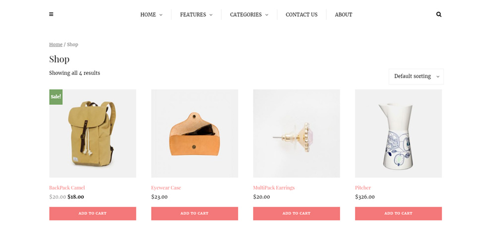 Shop page