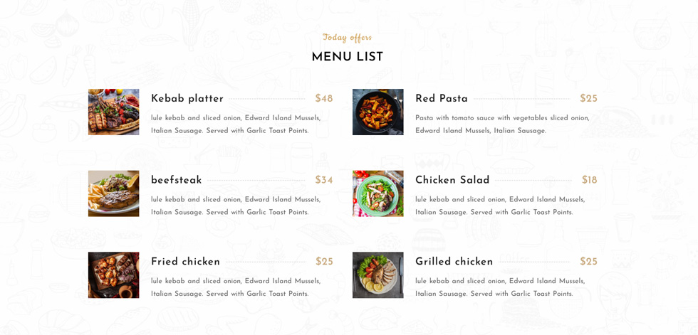 Food menu