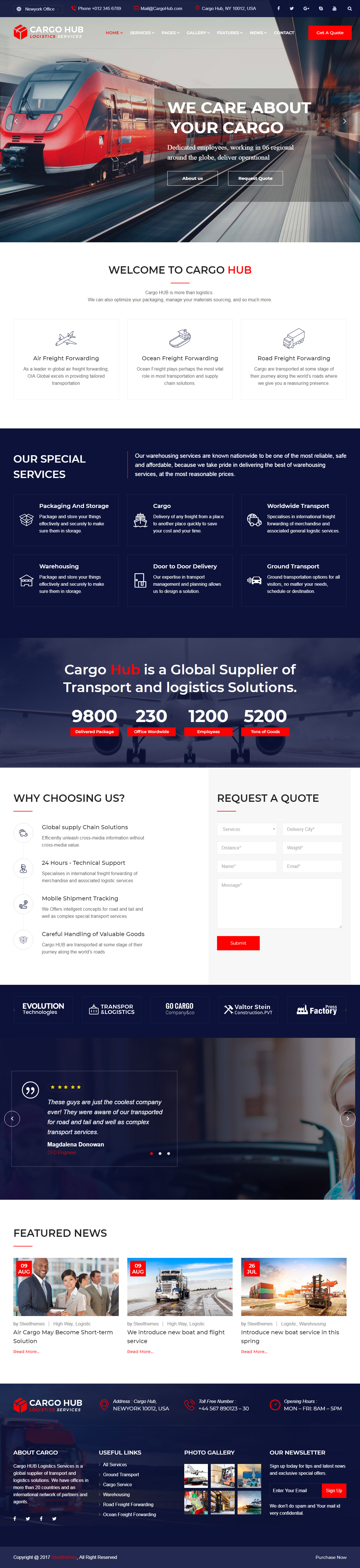 Cargo HUB Transportation Website Templates