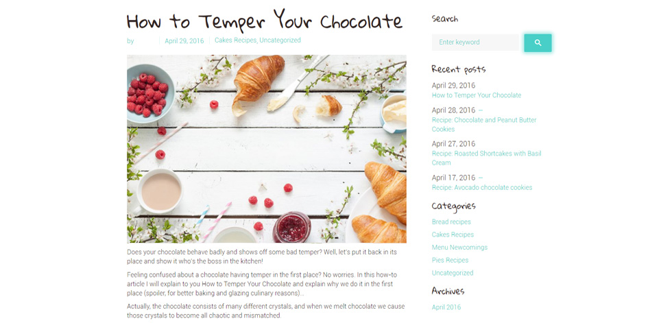 Blog post page
