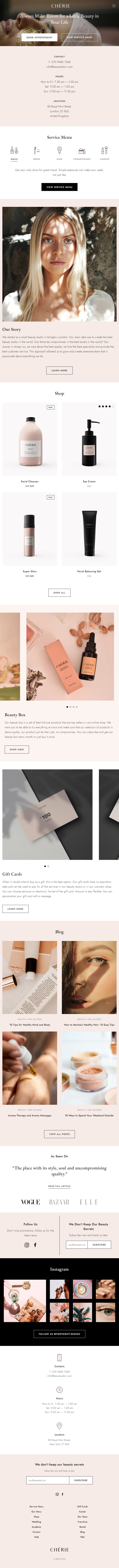 Cherie – Premium Responsive Beauty Salon WordPress Theme theme — Tablet preview