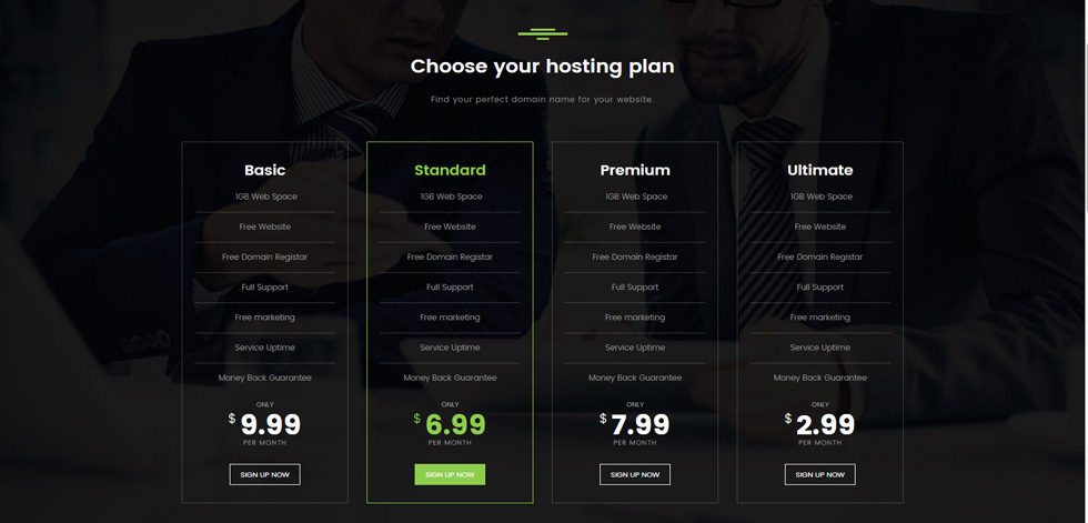 Pricing tables