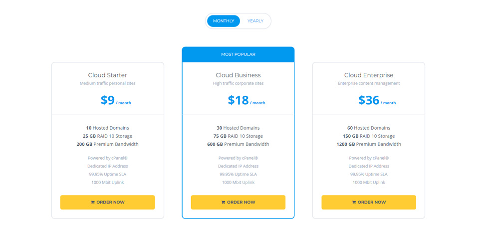 Pricing tables