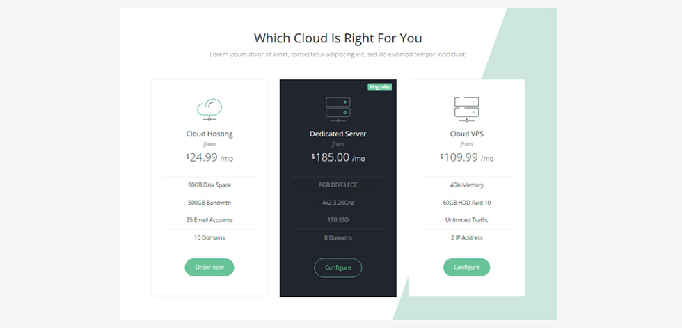Pricing tables