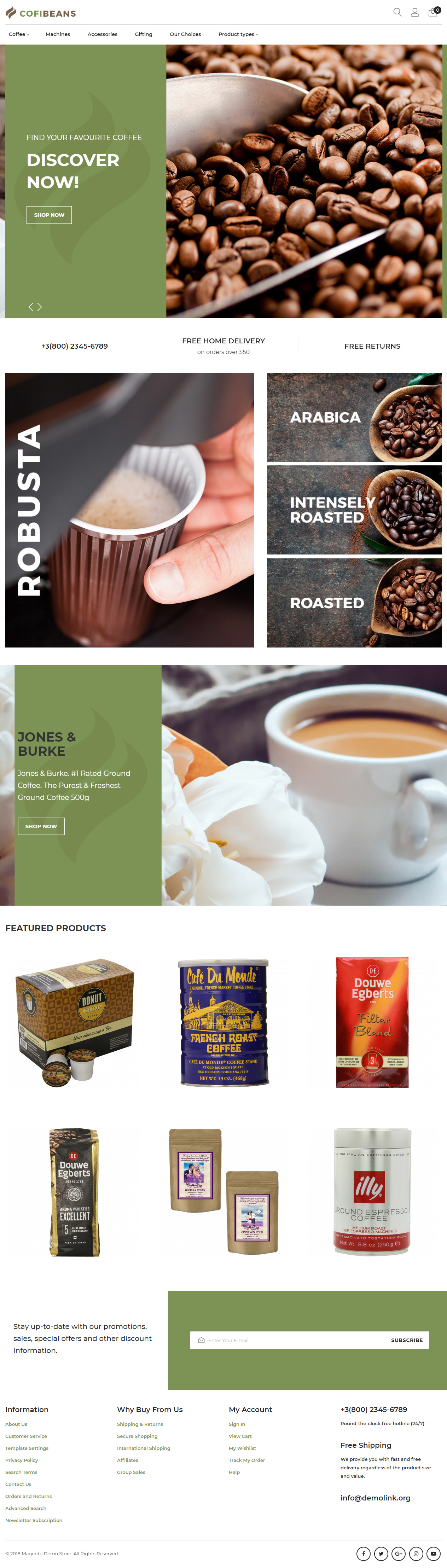 CofiBeans Magento Coffee Shop Templates