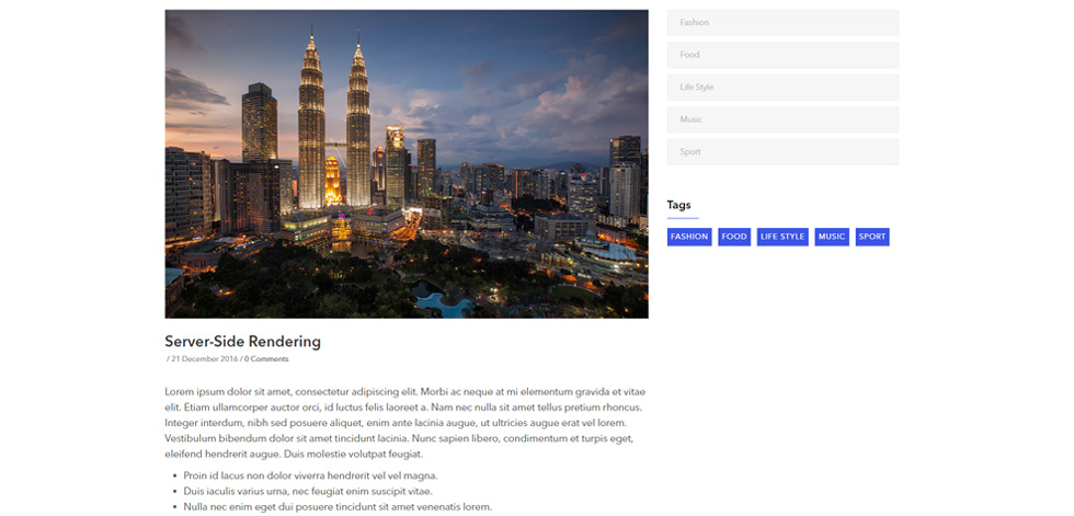 Blog post page